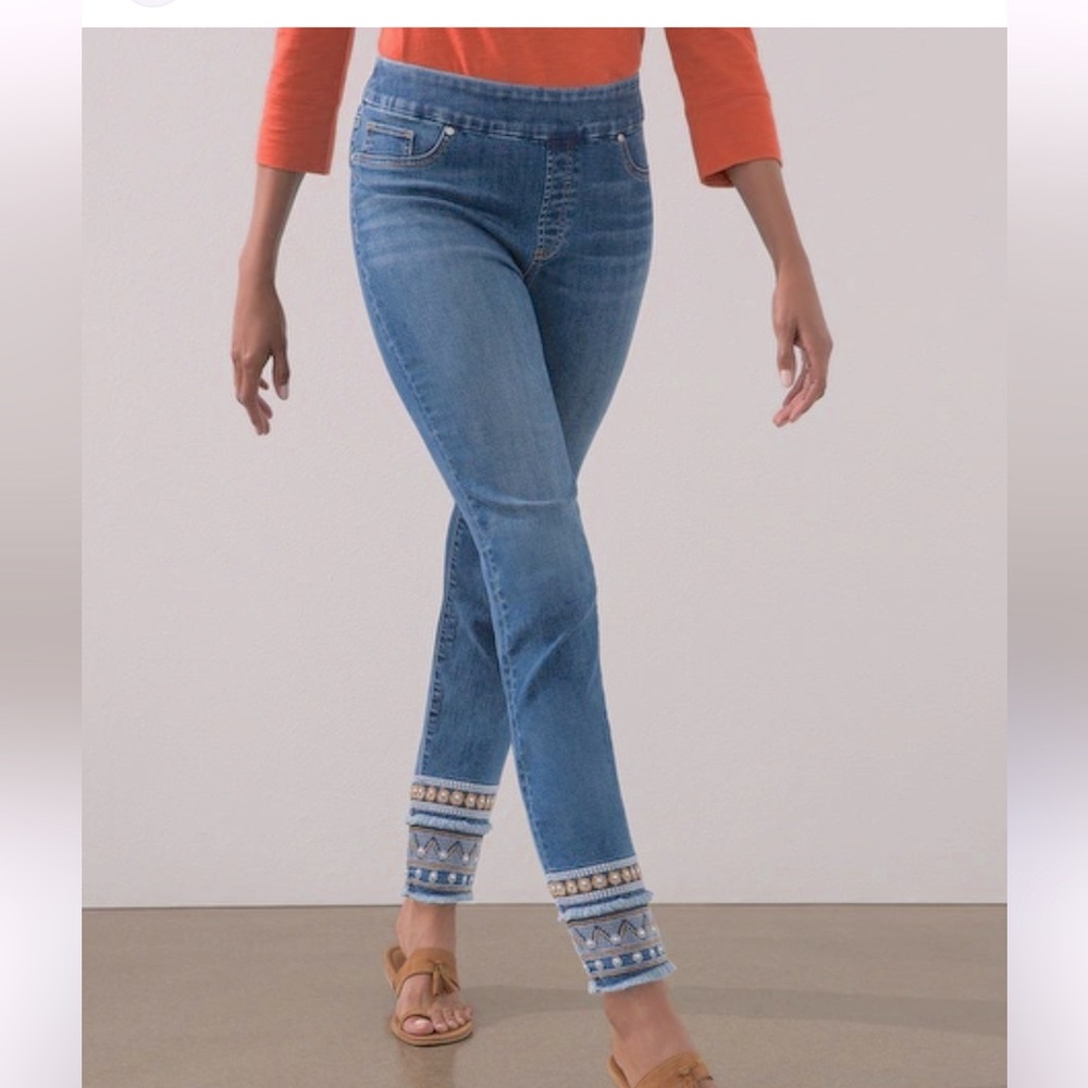 Chico’s Women’s Pull-on Embellished Ankle Jeggings Size 8P